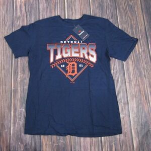 Detroit Tigers Shirt Mens Large Navy Blue MLB Baseball 1901 Graphic Tee Fanatics